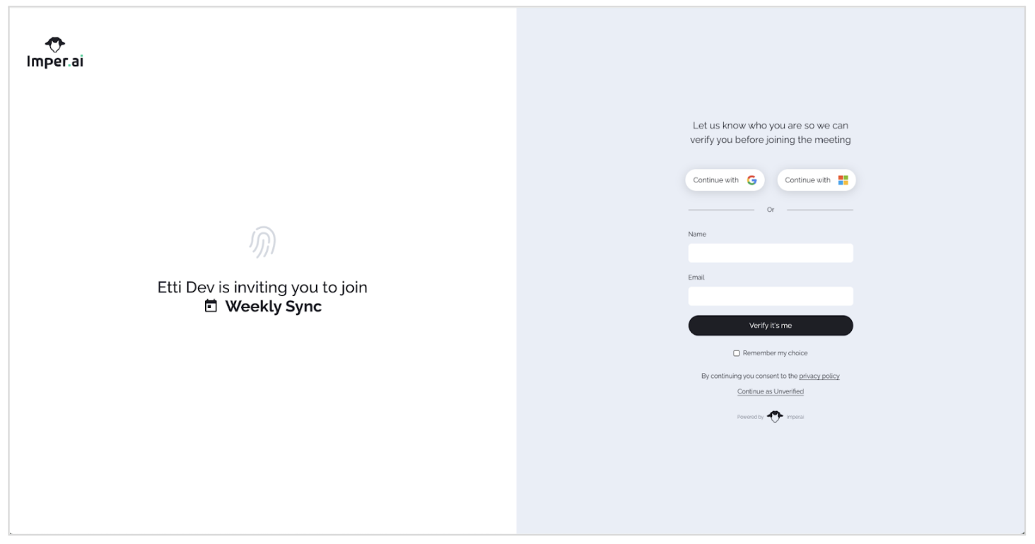 Etti Dev invites you to join the Weekly Sync meeting with verification options.