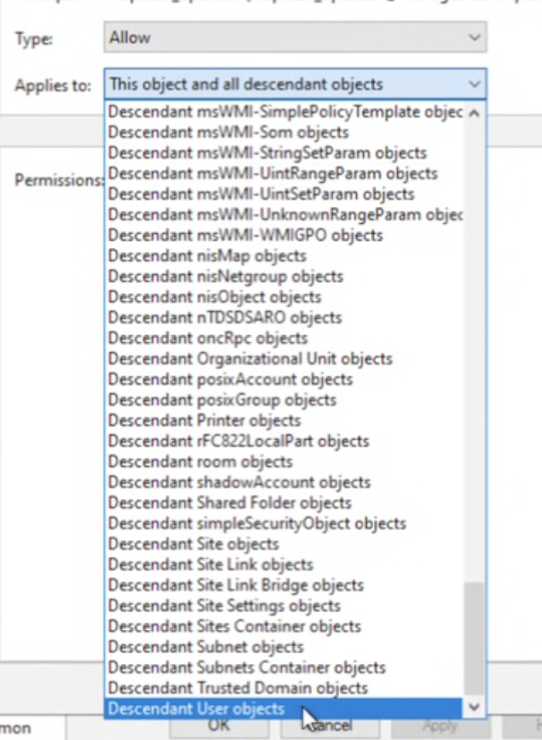 Set Applies to Descendant User objects