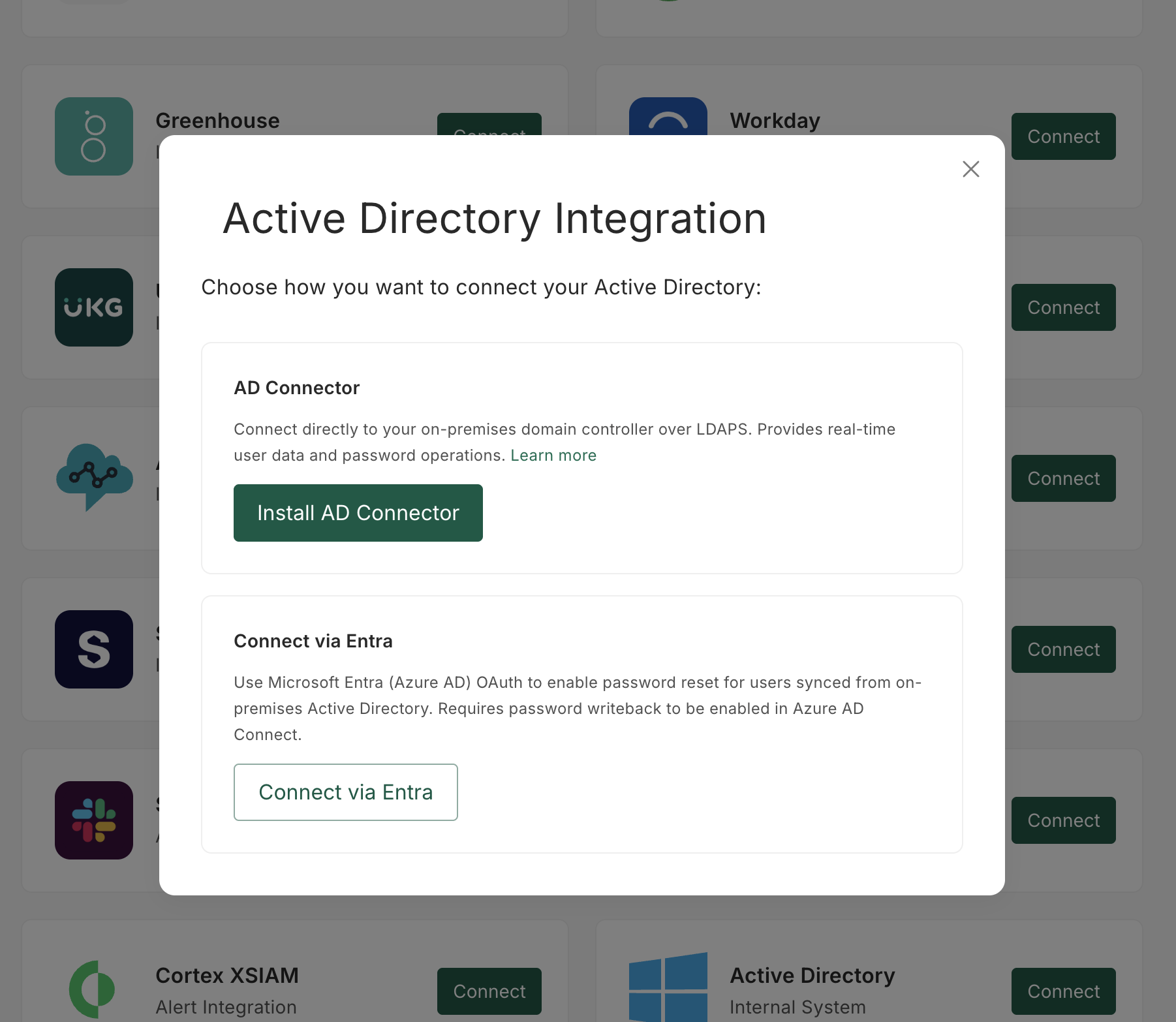 Install AD Connector option