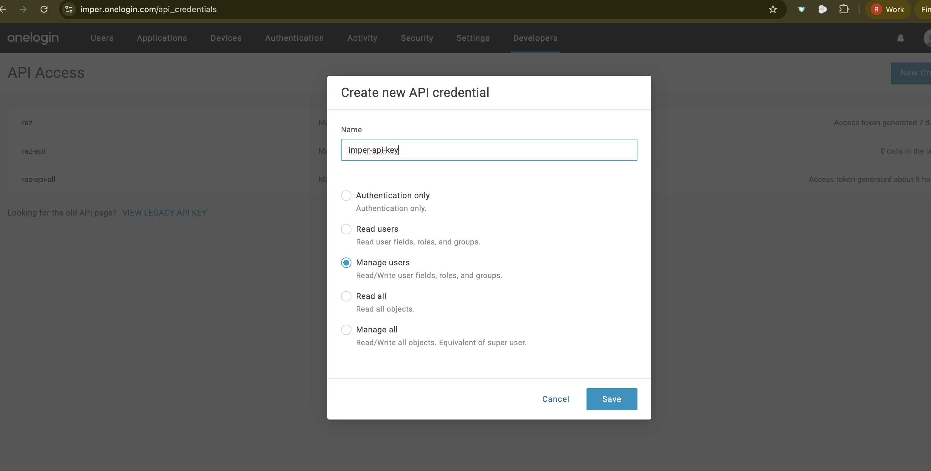 onelogin-create-credential-dialog