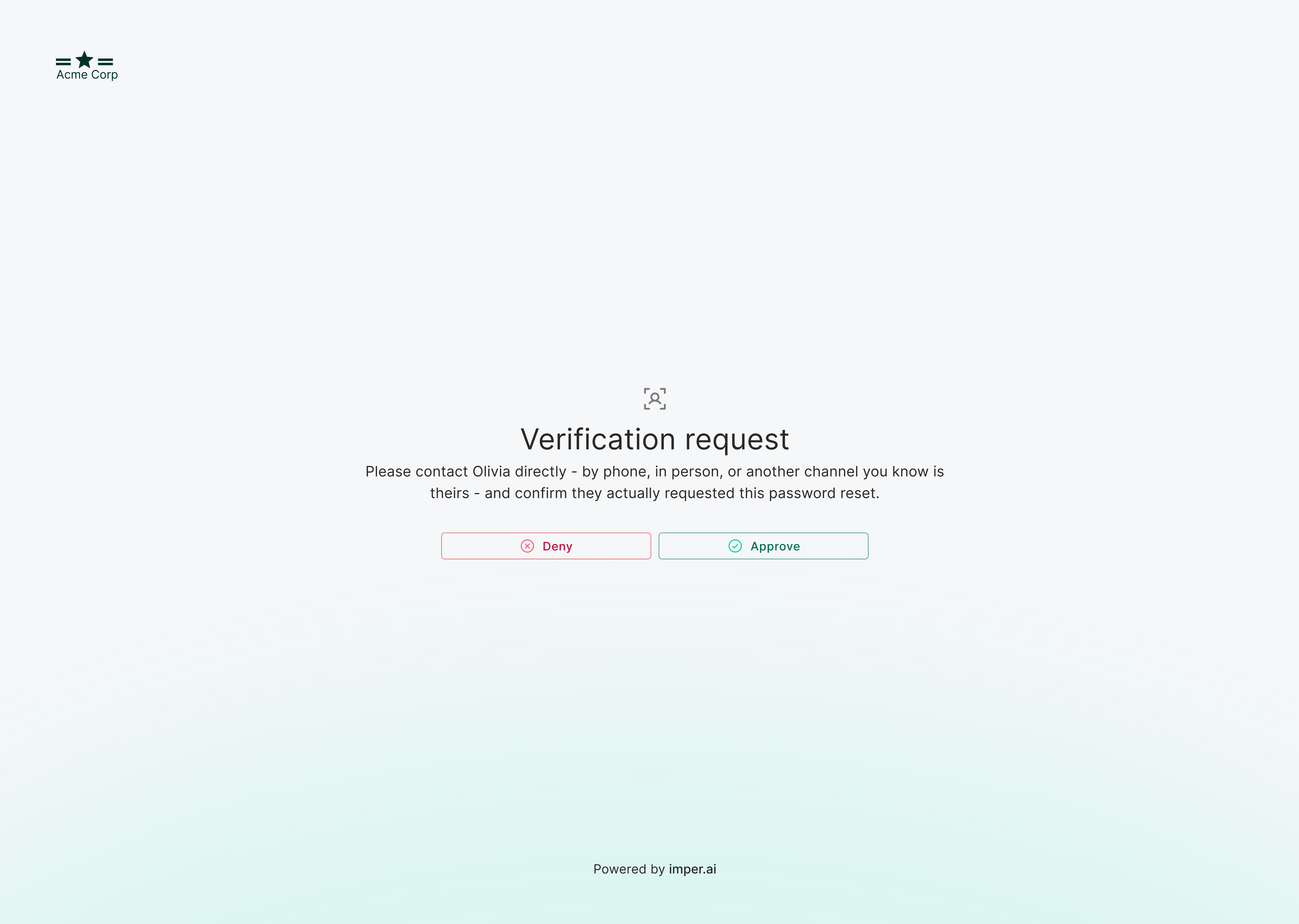 The manager's review page showing the request details with Approve and Decline options.