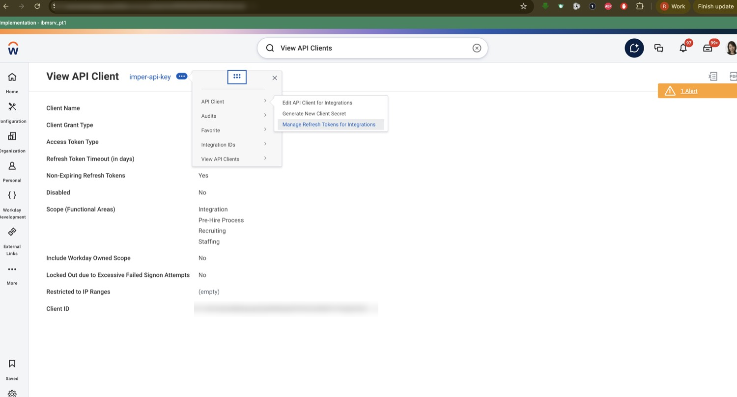 Related actions → API Client → Manage Refresh Tokens for Integrations.