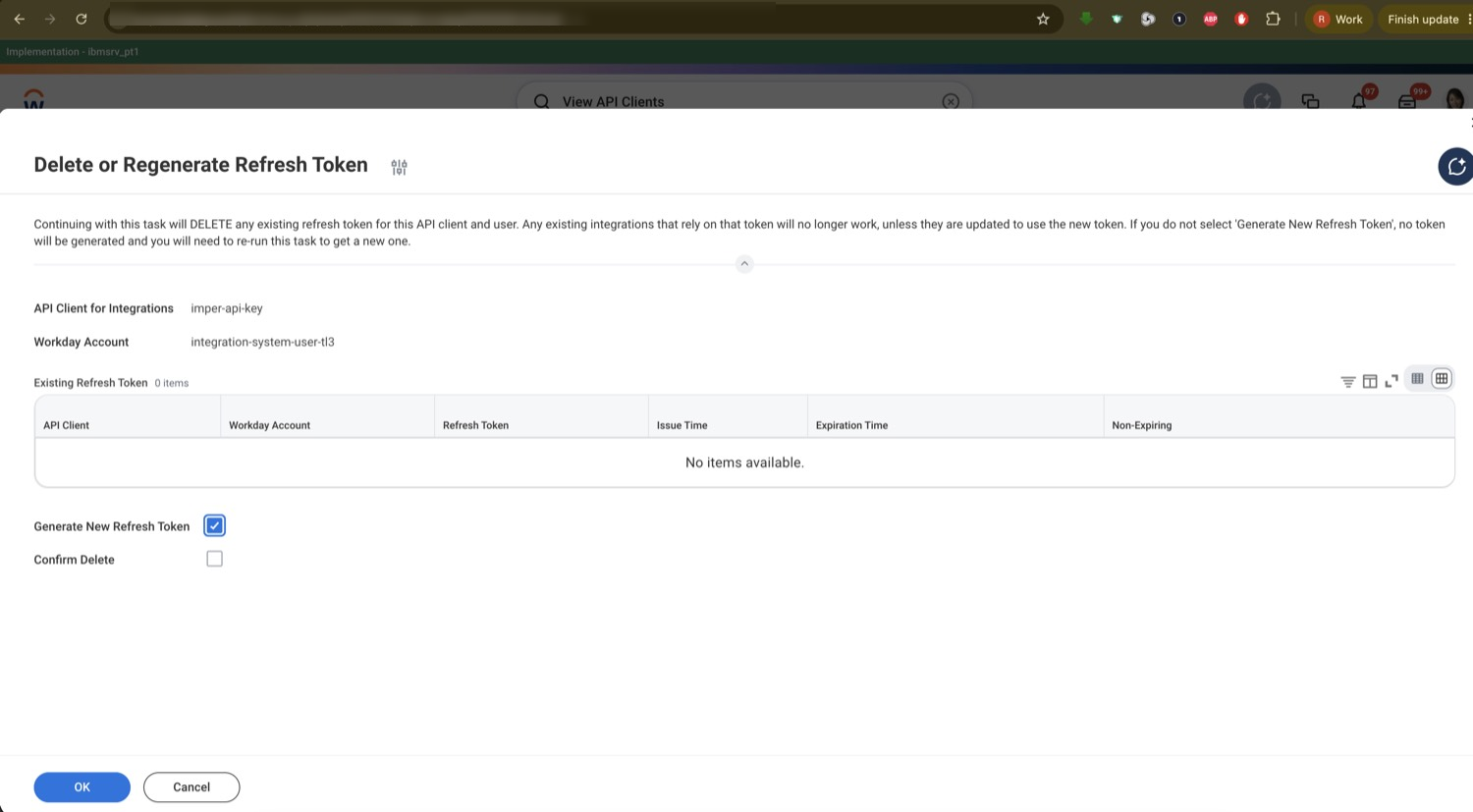 Tick Generate New Refresh Token. This also deletes any existing token for this client and user.